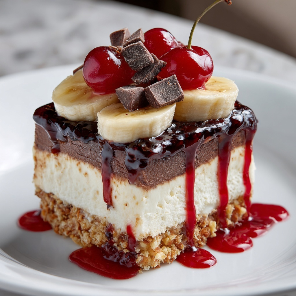 No-Bake Banana Split Cheesecake Recipe - Recipe Image