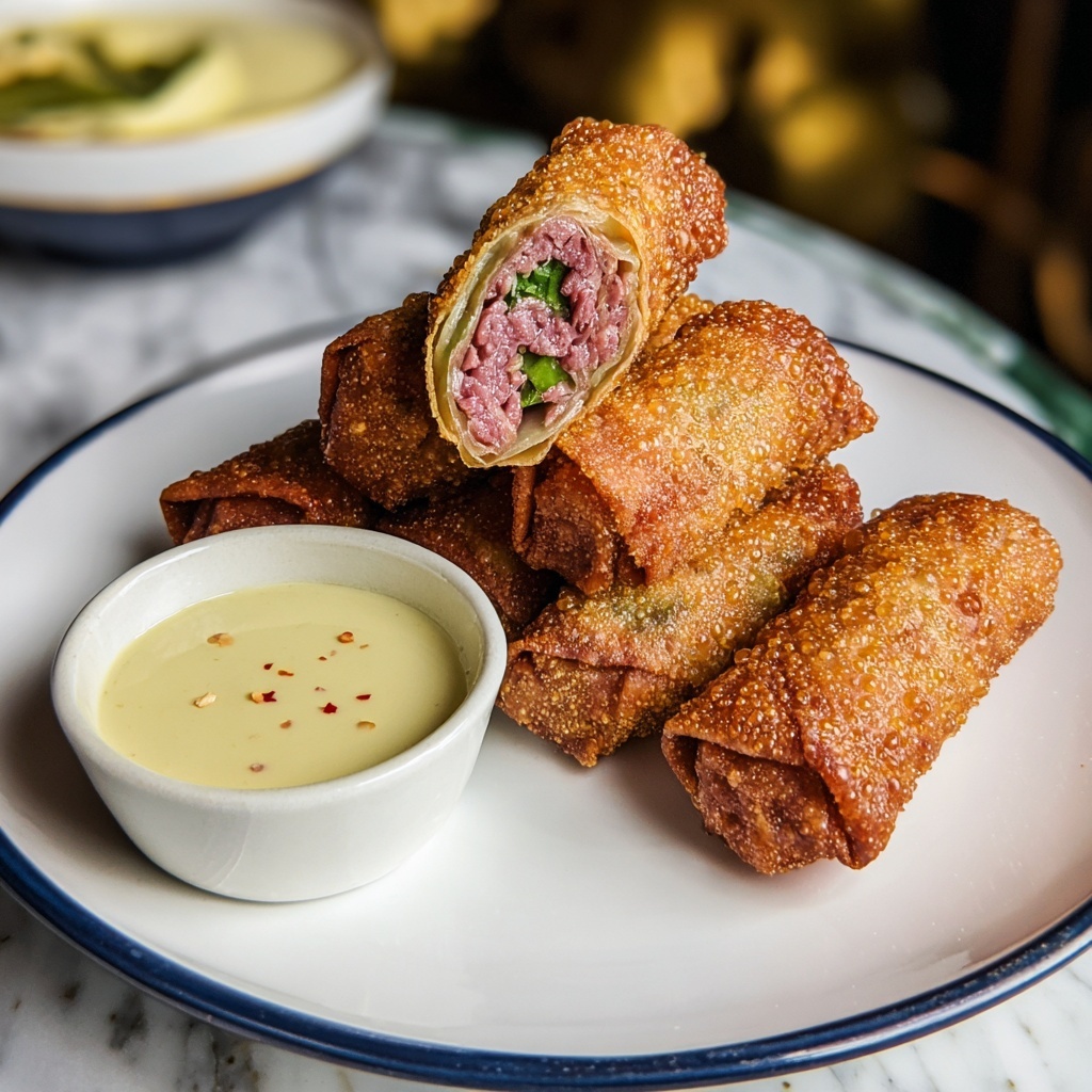 Corned Beef Egg Rolls with Honey Mustard Dipping Sauce Recipe - Recipe Image