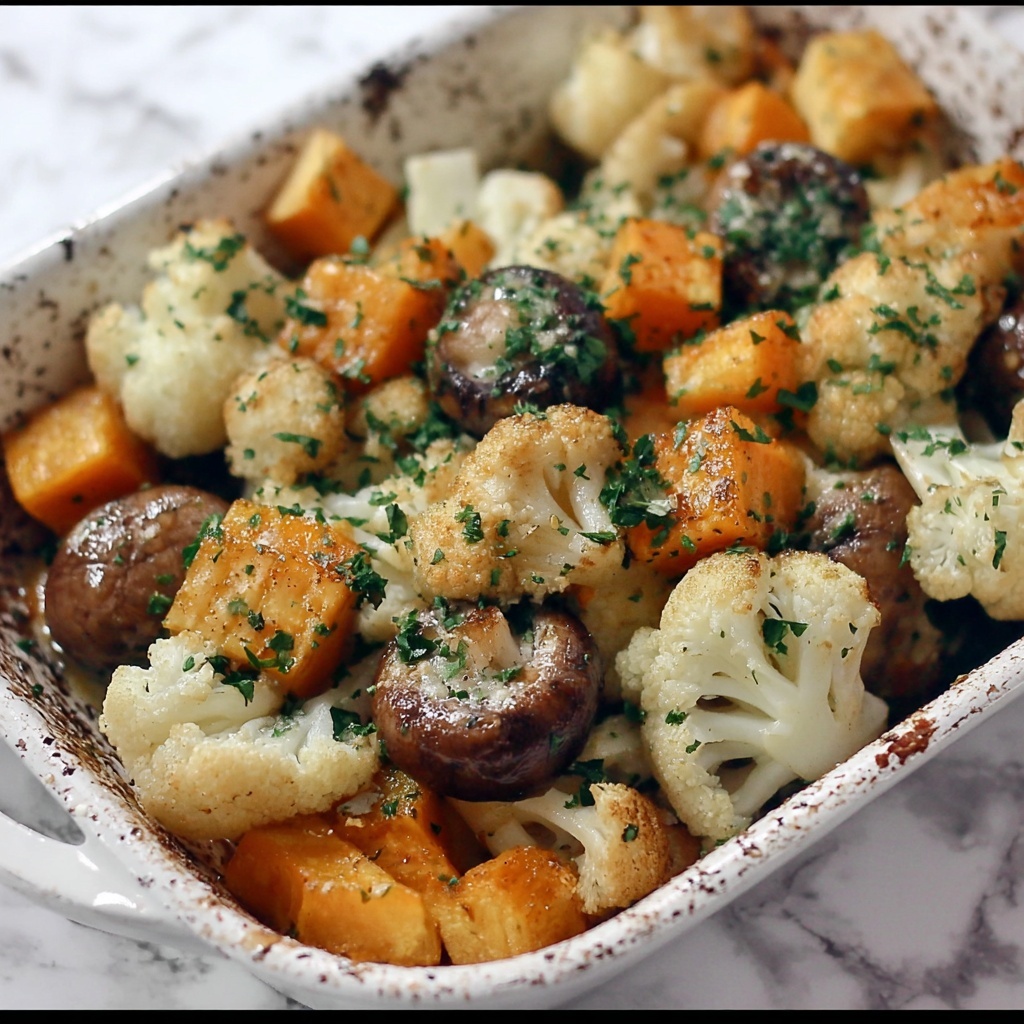 Garlic Mushrooms Cauliflower Skillet Recipe - Recipe Image