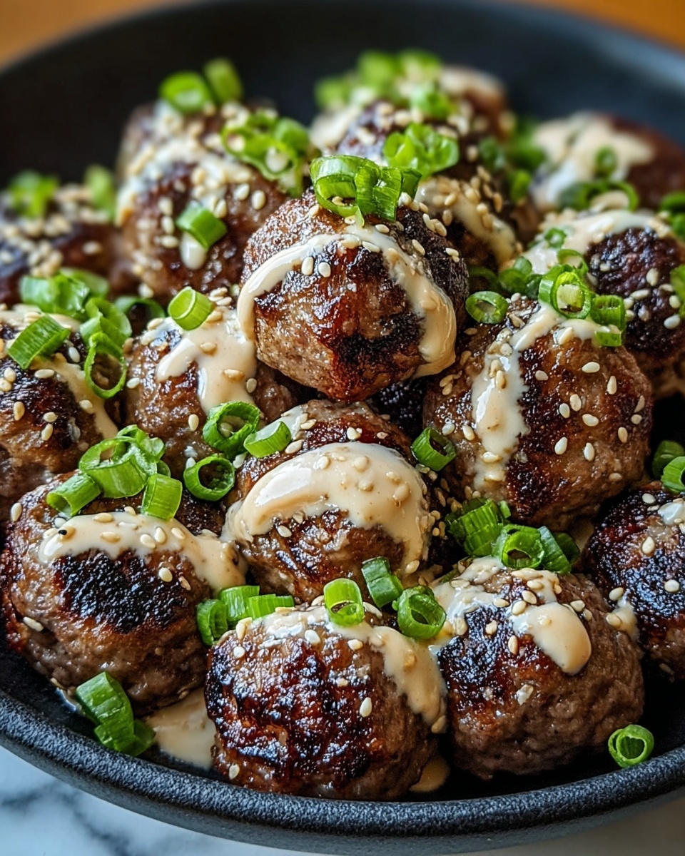 Korean BBQ Meatballs with Gochujang Glaze Recipe - Recipe Image