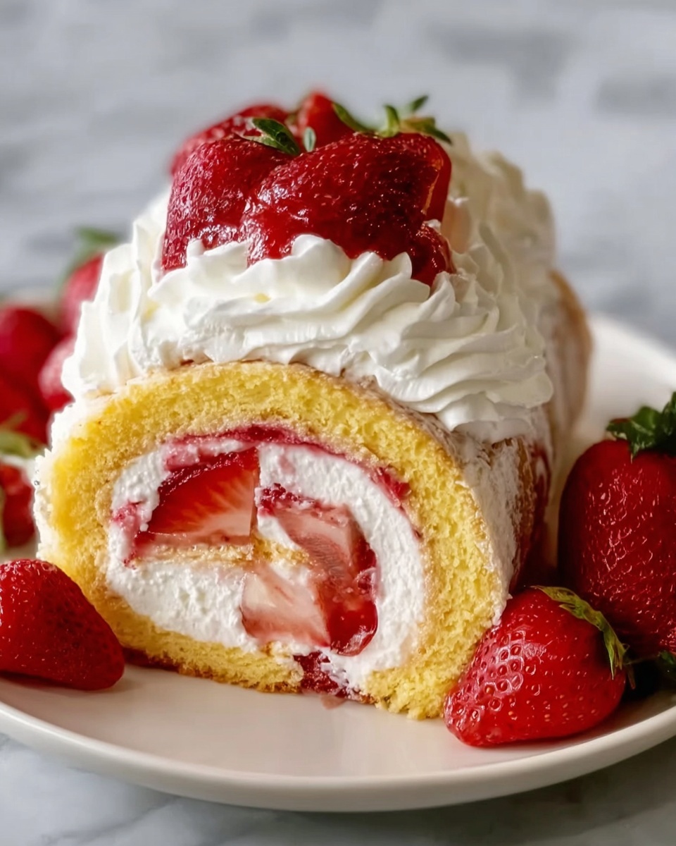 Easy Strawberry Cake Roll Recipe - Recipe Image