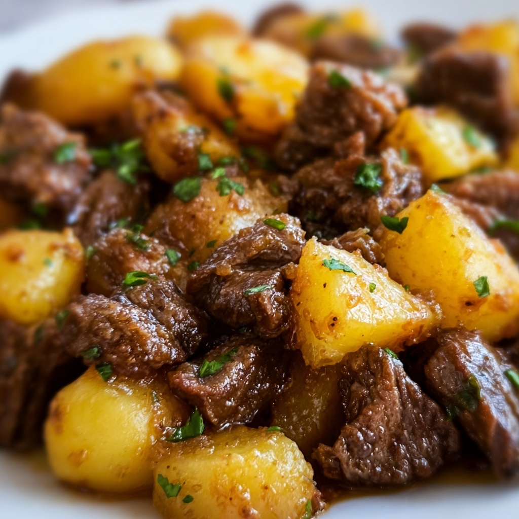 Slow Cooker Garlic Butter Beef Bites & Potatoes Recipe - Recipe Image