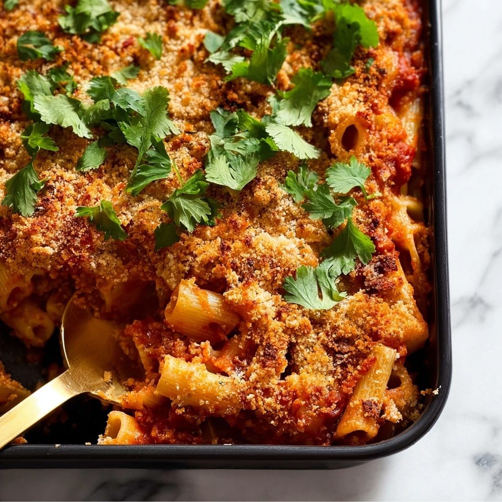 Cheesy Mostaccioli Casserole with Italian Sausage and Panko Breadcrumb Topping Recipe - Recipe Image