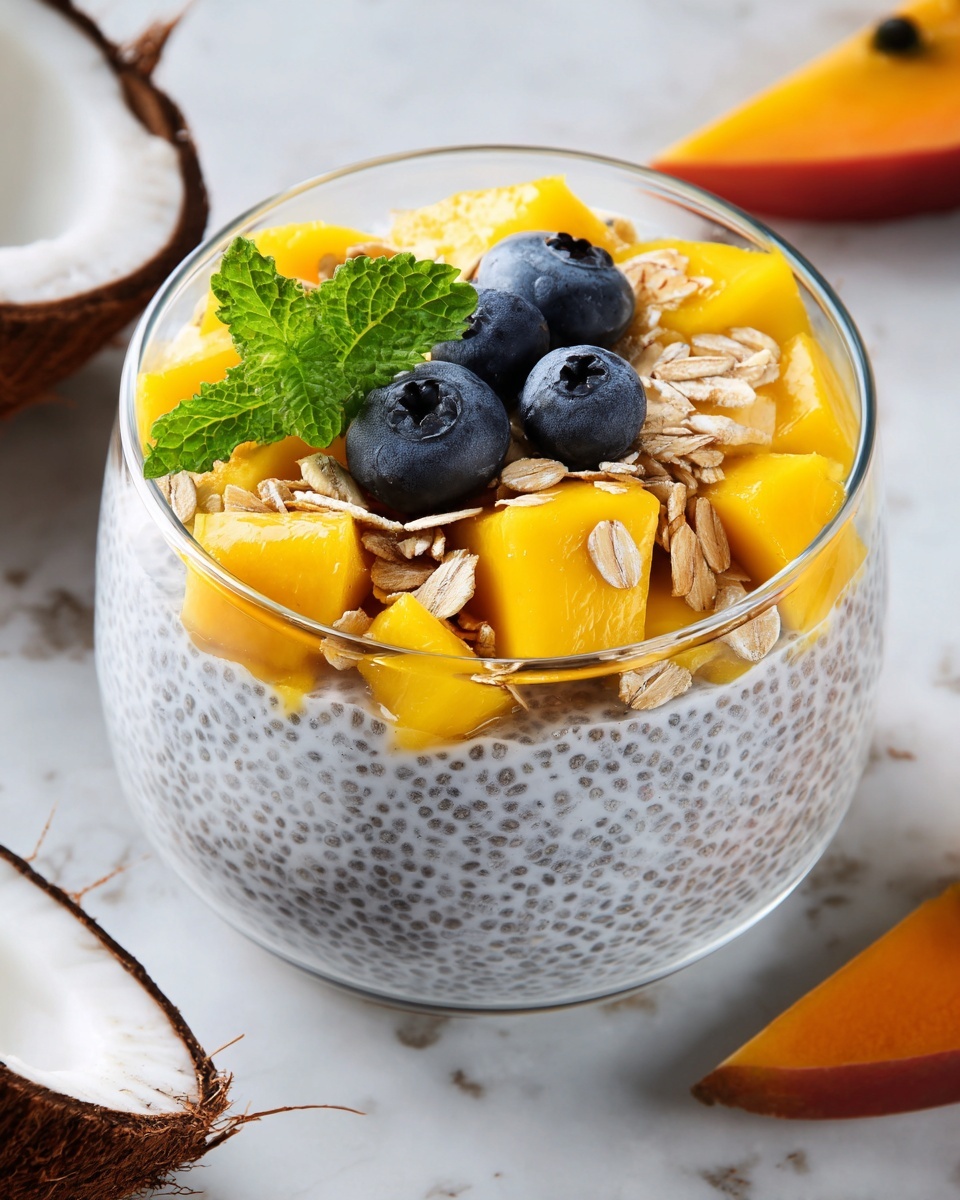 Coconut Chia Seed Pudding with Tropical Fruit Recipe - Recipe Image