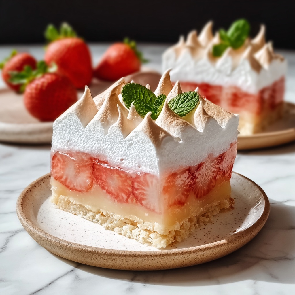 Low Carb Strawberry-Rhubarb Meringue Pie Bars Recipe - Recipe Image