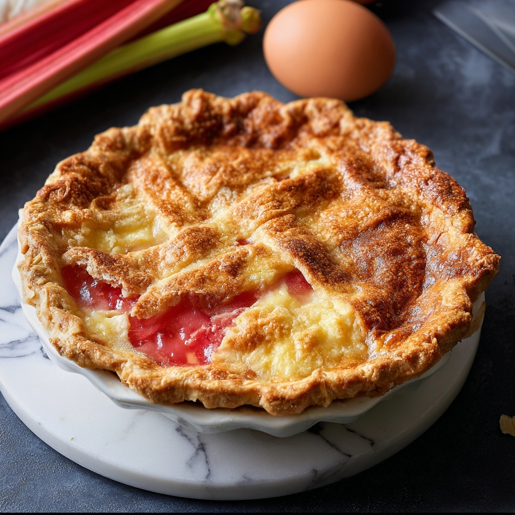 Rhubarb Custard Pie Recipe - Recipe Image