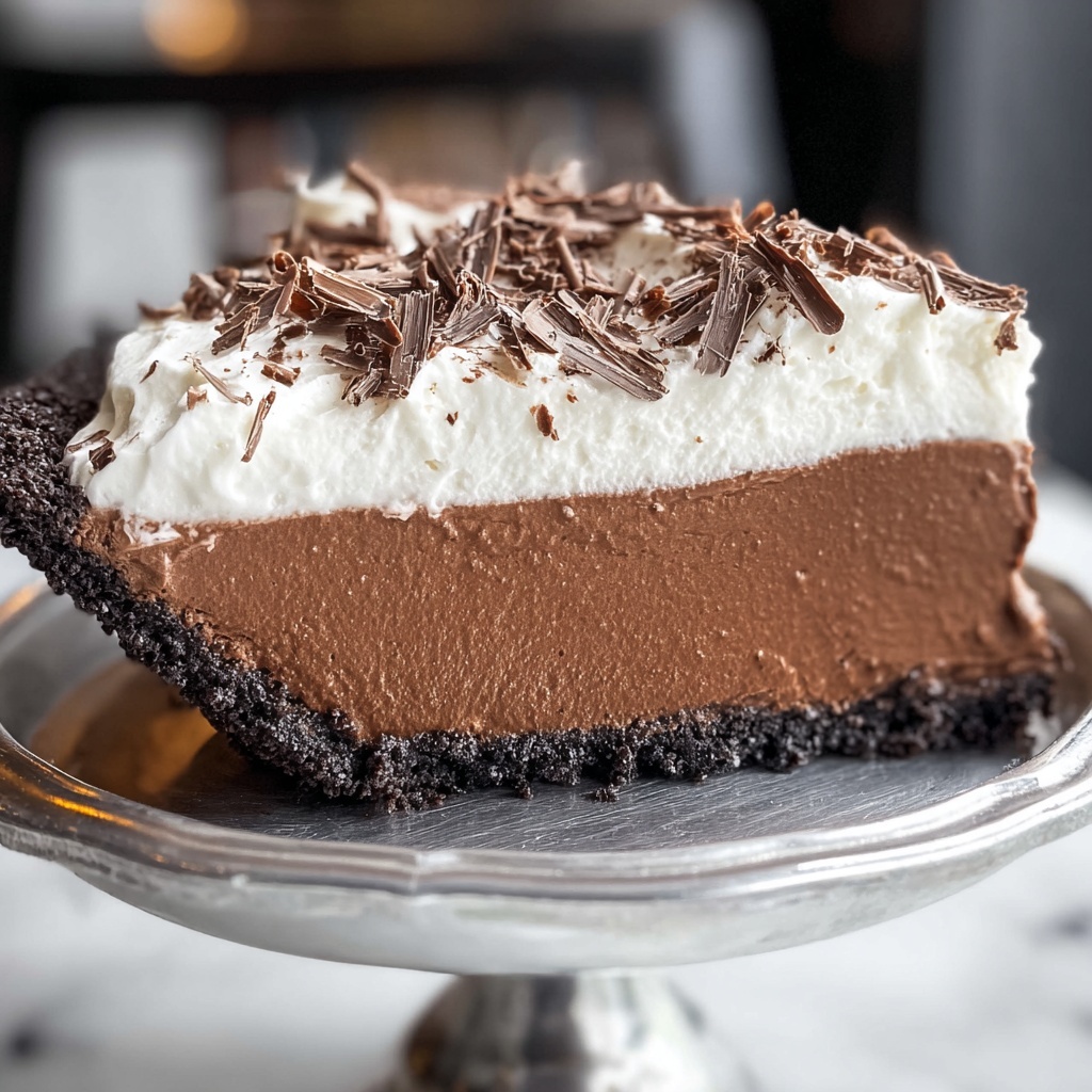 Chocolate Mousse Pie with Whipped Cream and Chocolate Shavings Recipe - Recipe Image