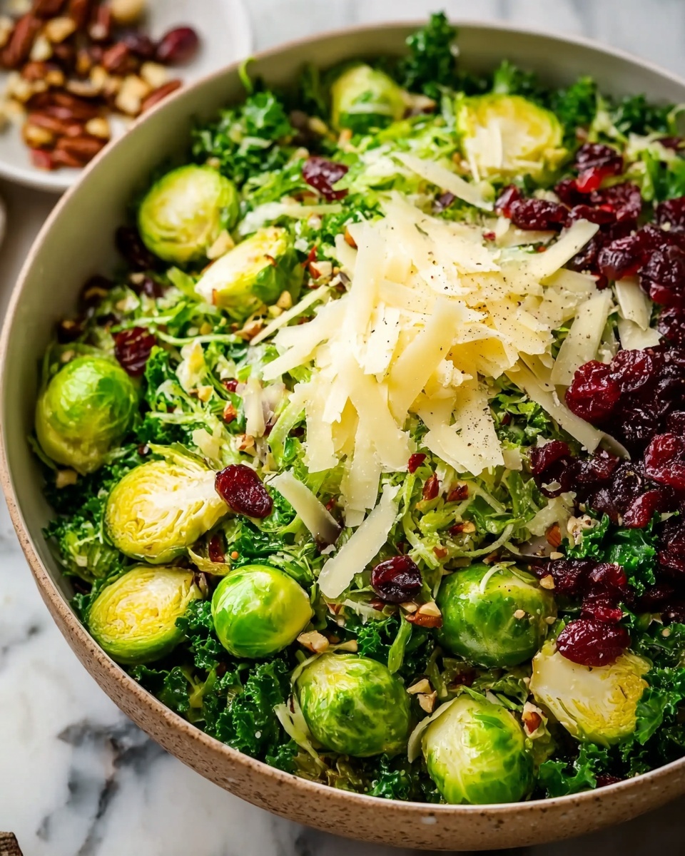 Brussels Sprout Salad with Cranberries and Parmesan Recipe - Recipe Image