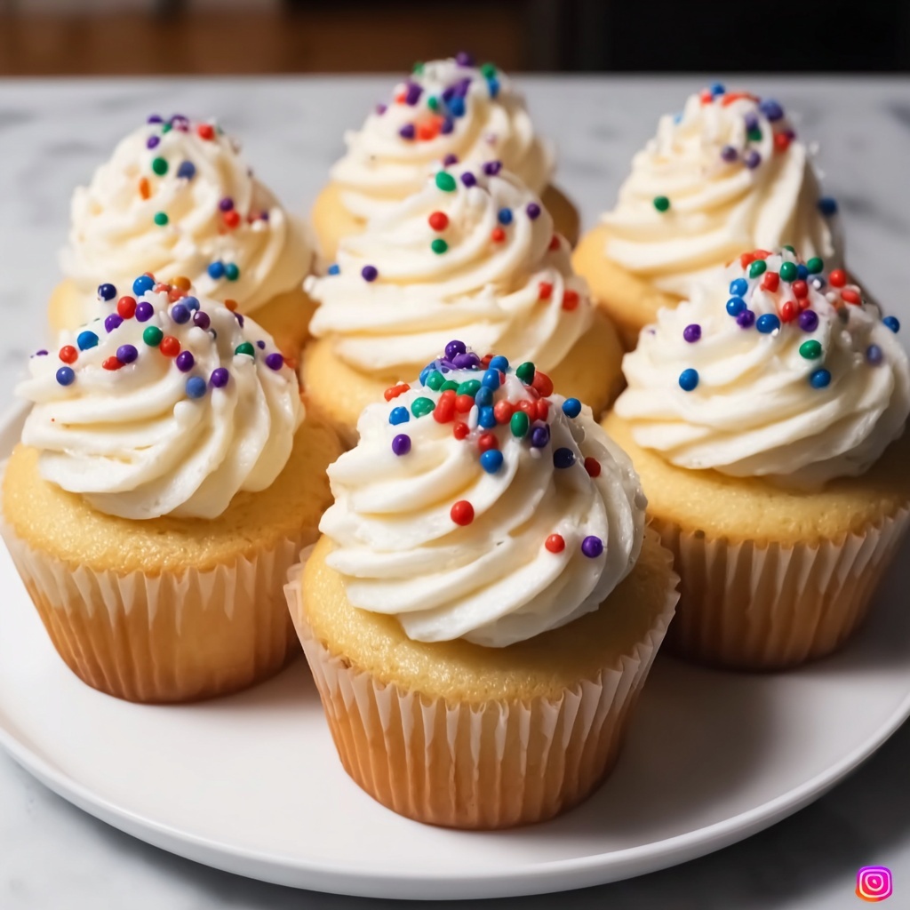 Vanilla Cupcakes with Rich Buttercream Frosting Recipe - Recipe Image