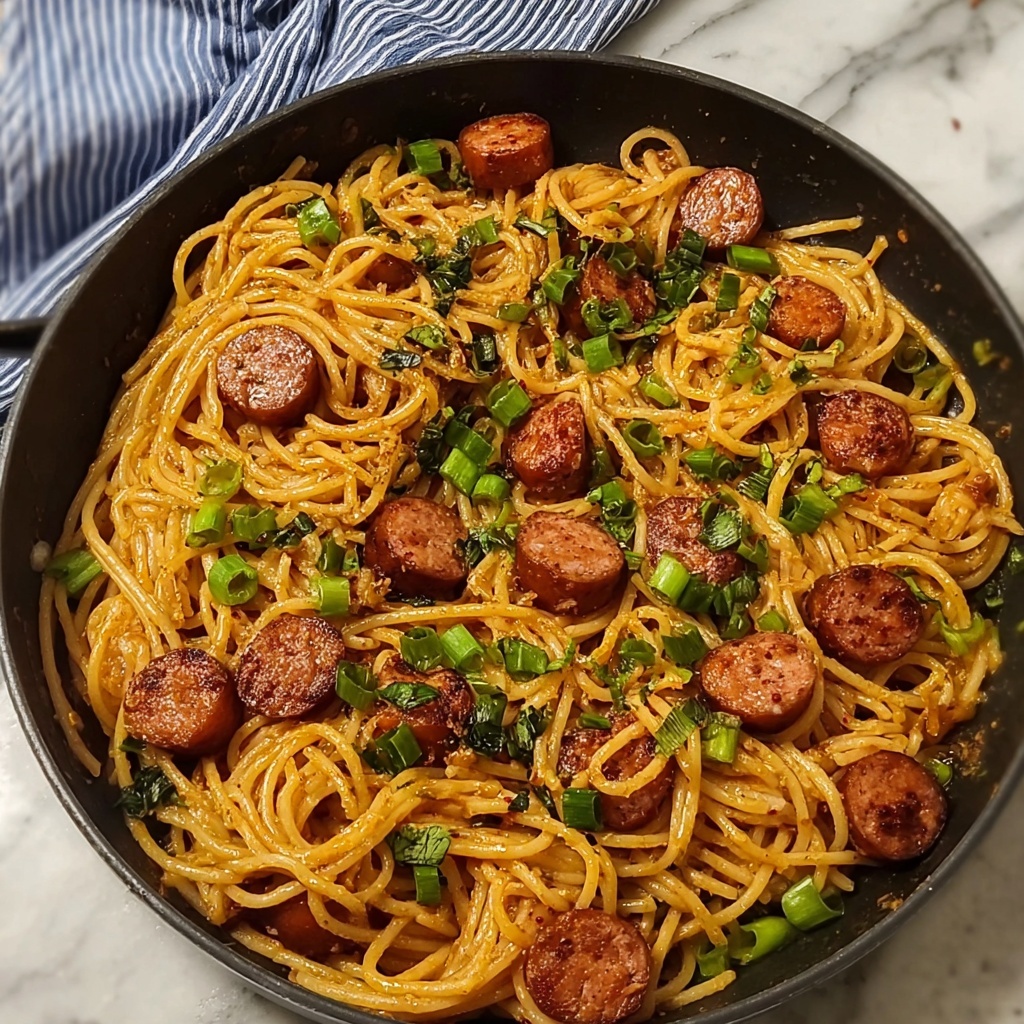 Sticky Honey Garlic Sausage Pasta Skillet: 5-Star Comfort Food Recipe - Recipe Image