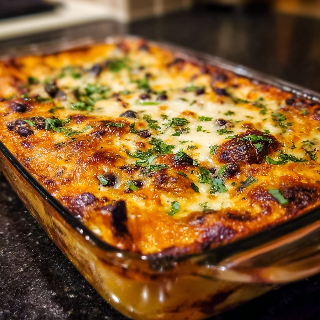 Sweet Potato Black Bean Enchilada Casserole Recipe - Recipe Image