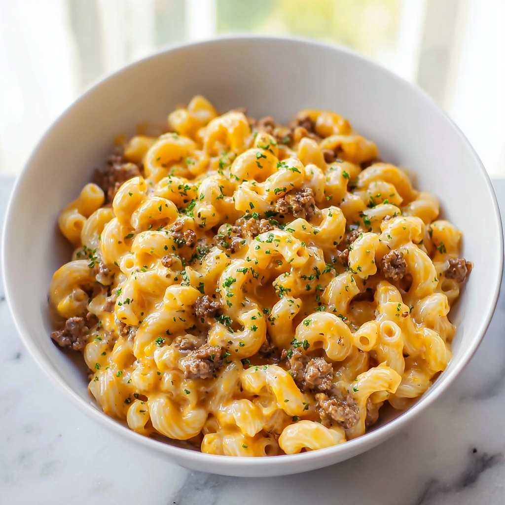Garlic Butter Beefaroni: Easy & Cheesy Family Dinner Recipe - Recipe Image