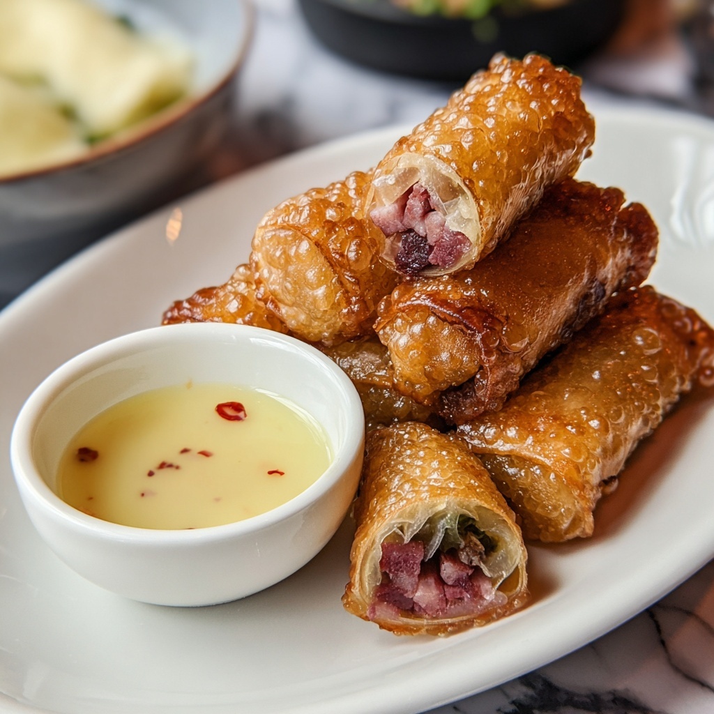 Corned Beef Egg Rolls with Honey Mustard Dipping Sauce Recipe - Recipe Image