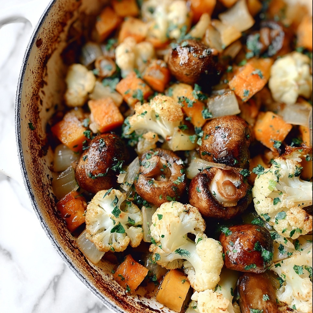Garlic Mushrooms Cauliflower Skillet Recipe - Recipe Image