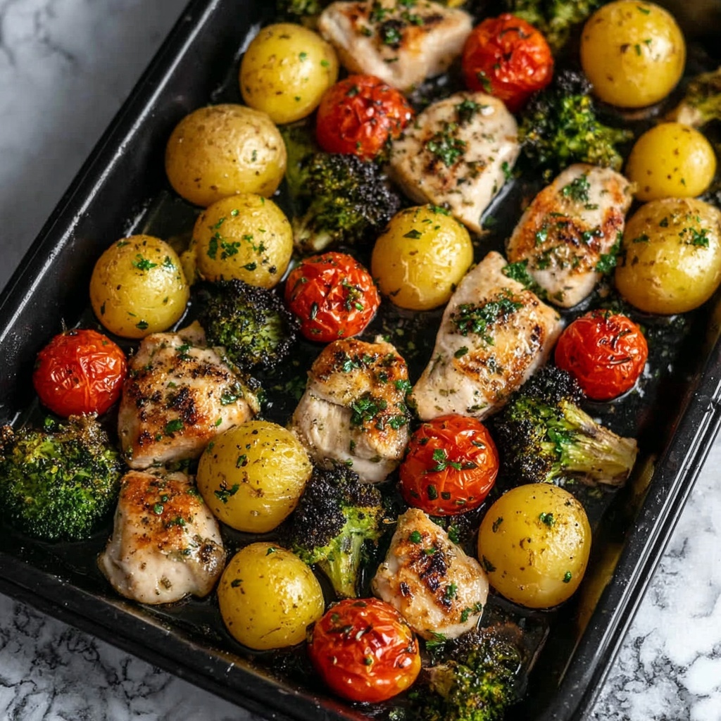 Sheet Pan Garlic Butter Chicken and Veggies Recipe - Recipe Image