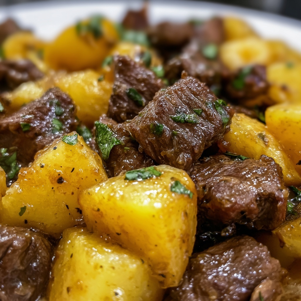 Slow Cooker Garlic Butter Beef Bites & Potatoes Recipe - Recipe Image