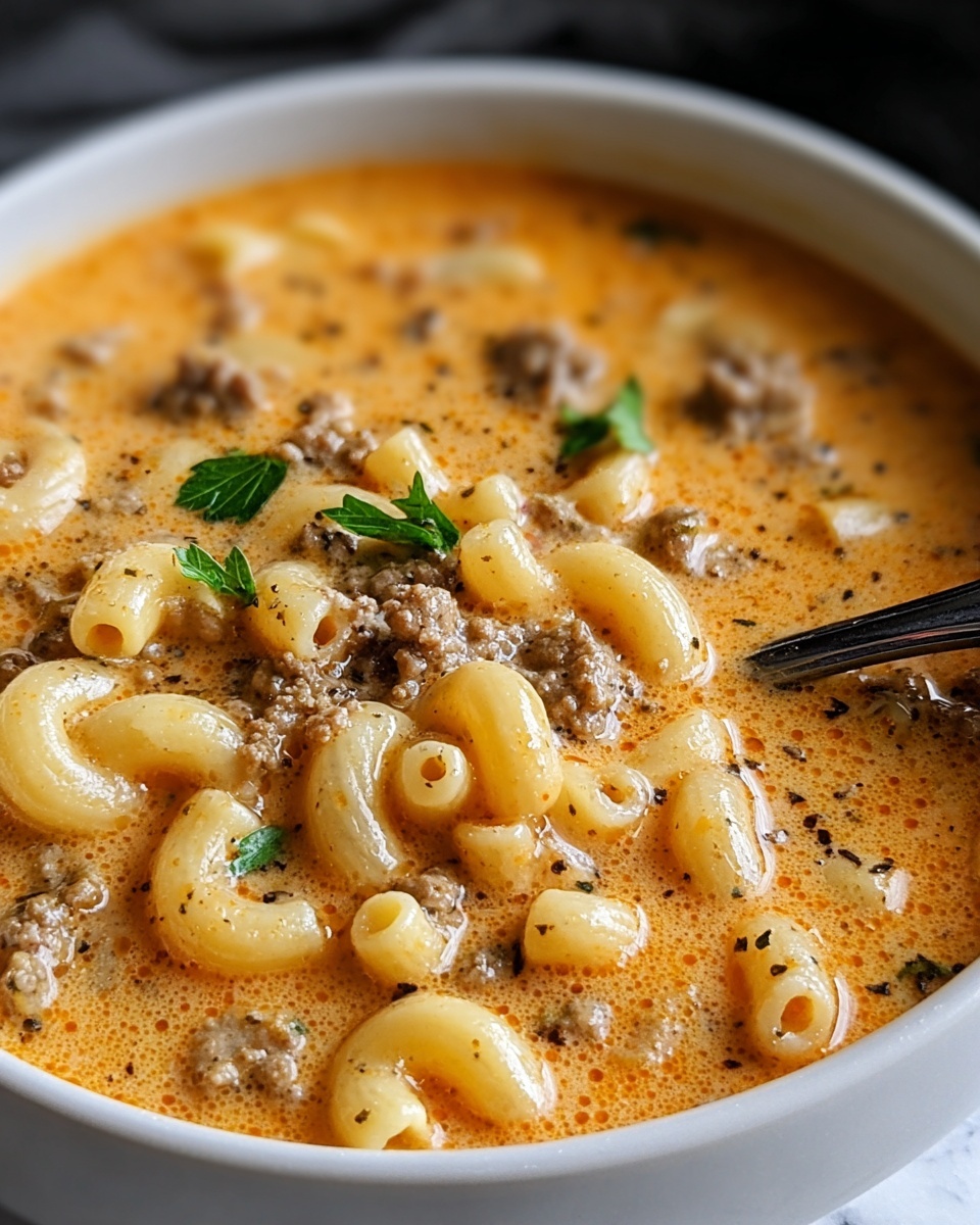 One-Pot Macaroni Cheeseburger Soup Recipe - Recipe Image