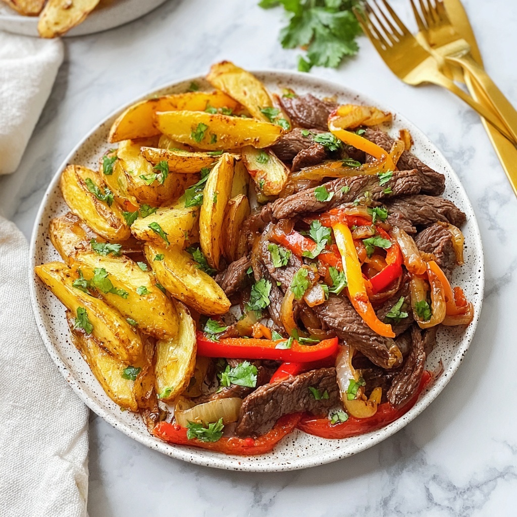 Peruvian Stir-Fried Beef with Fried Potatoes Recipe - Recipe Image