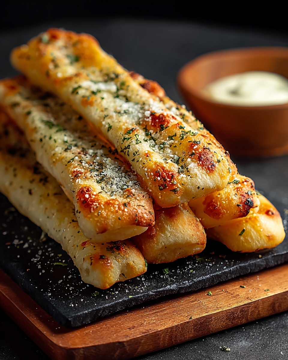Golden Sourdough Cheesy Breadsticks Recipe - Recipe Image