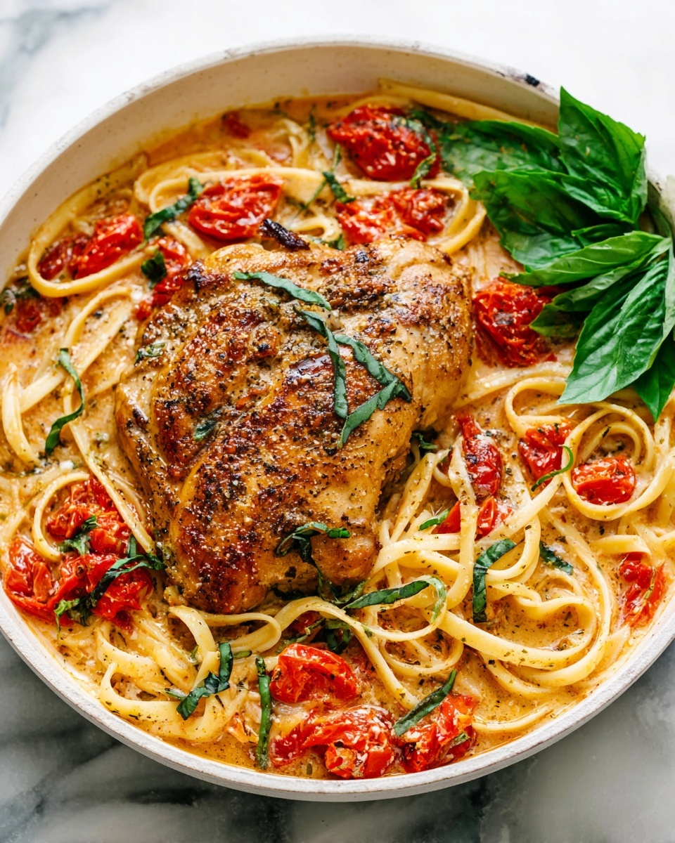 Garlic Basil Chicken with Tomato Butter Sauce Recipe - Recipe Image
