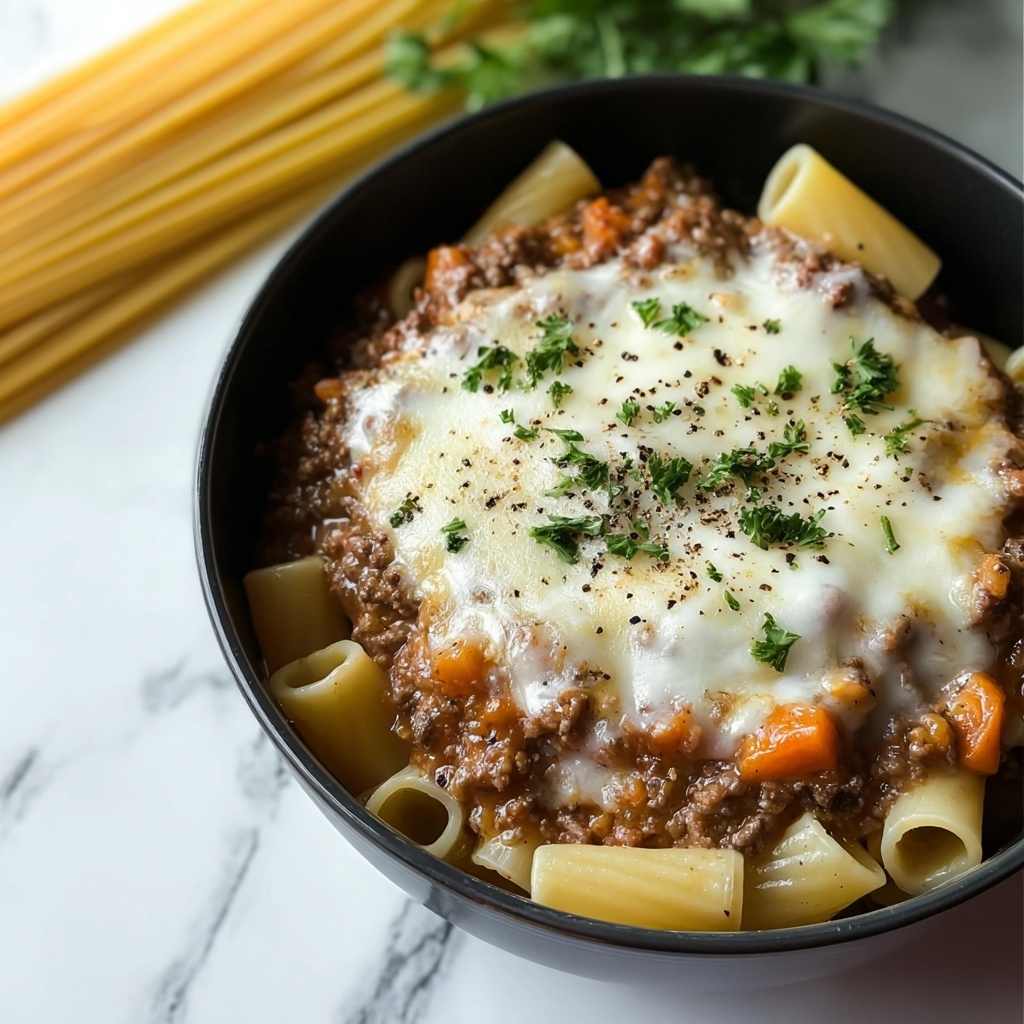 Creamy Ground Beef Pasta with Tomato and Cheddar Recipe - Recipe Image