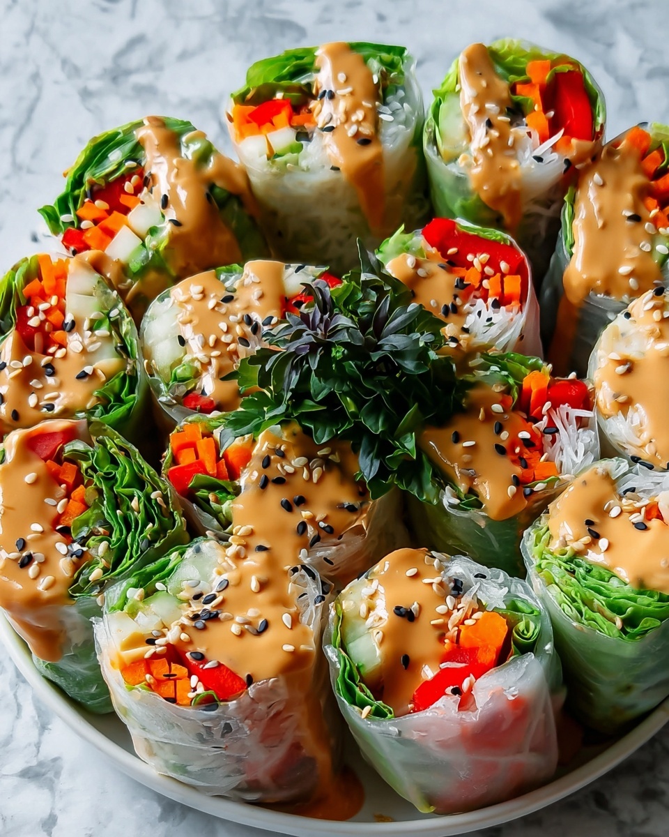 Vegetarian Spring Rolls with Peanut Dipping Sauce Recipe - Recipe Image