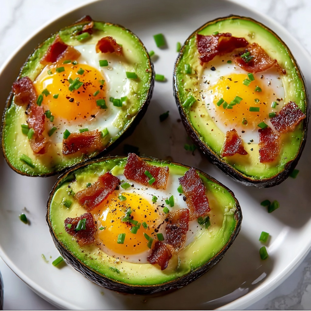Baked Avocado Eggs with Crispy Bacon Recipe - Recipe Image