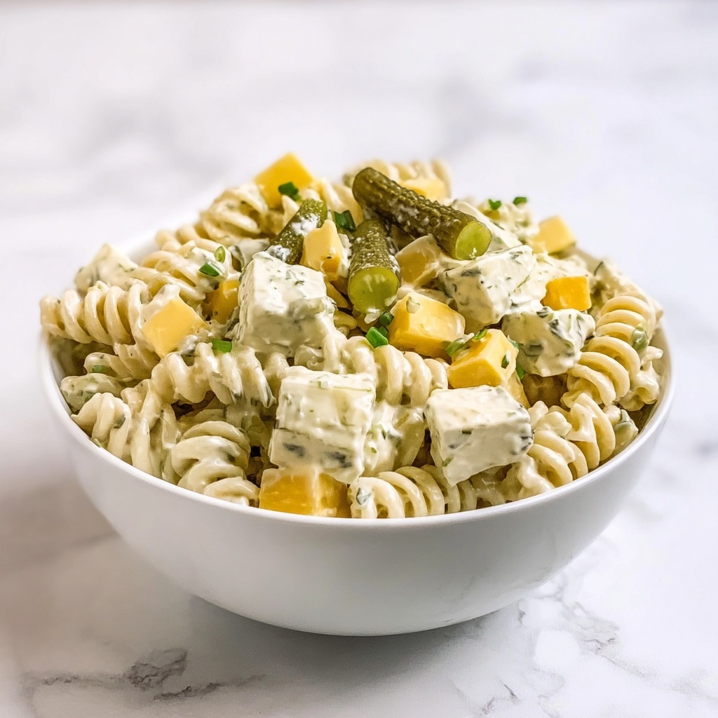The Best Creamy Dill Pickle Pasta Salad Recipe - Recipe Image