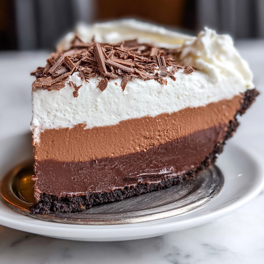 Chocolate Mousse Pie with Whipped Cream and Chocolate Shavings Recipe - Recipe Image