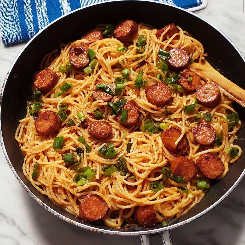Sticky Honey Garlic Sausage Pasta Skillet: 5-Star Comfort Food Recipe - Recipe Image