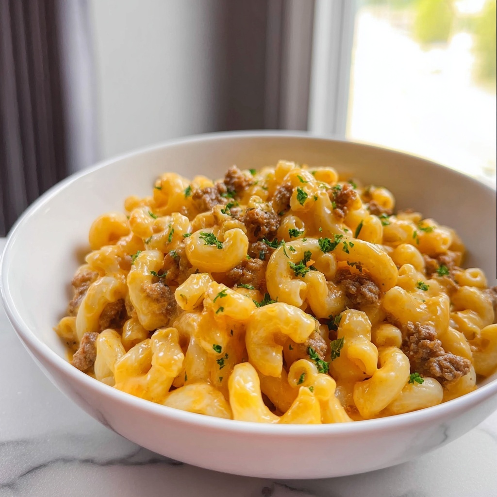 Garlic Butter Beefaroni: Easy & Cheesy Family Dinner Recipe - Recipe Image