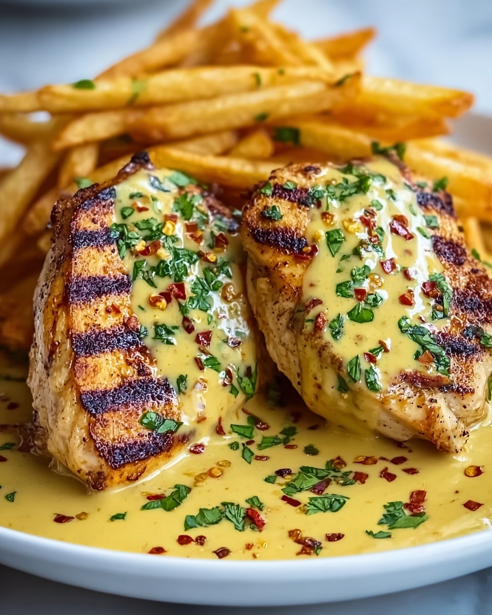 Spicy Creamy Garlic Parmesan Chicken Fillet with Fries Recipe - Recipe Image