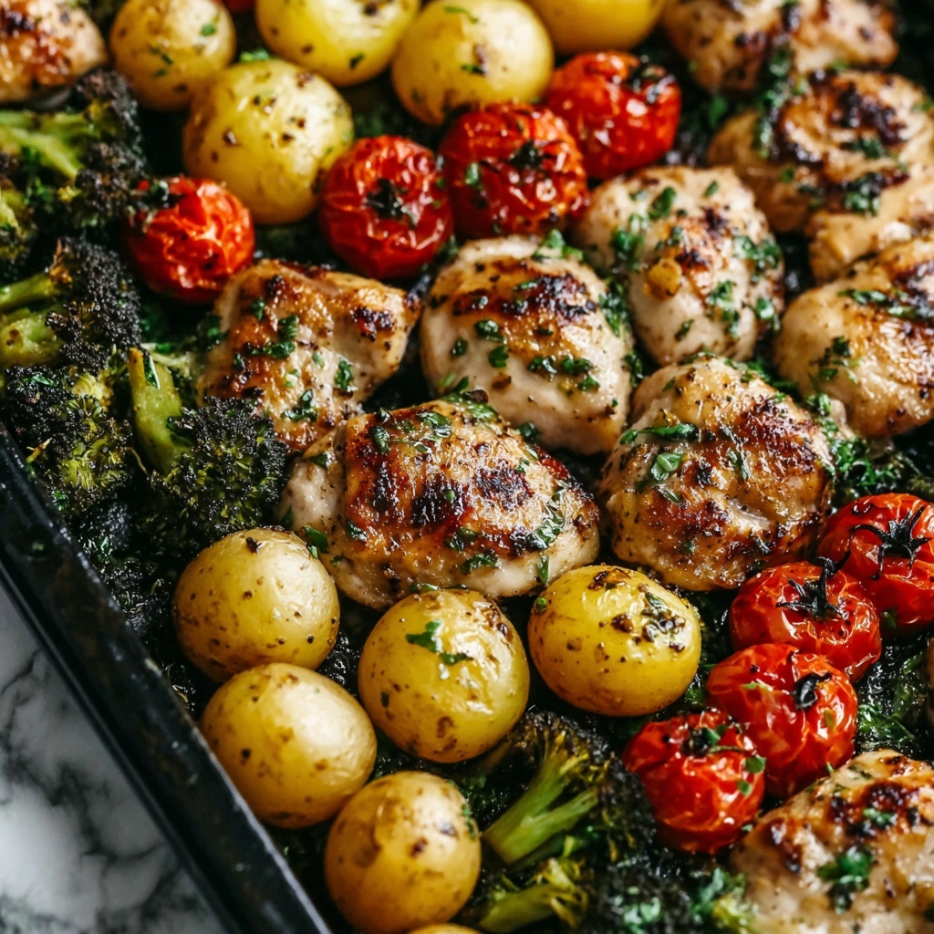 Sheet Pan Garlic Butter Chicken and Veggies Recipe - Recipe Image