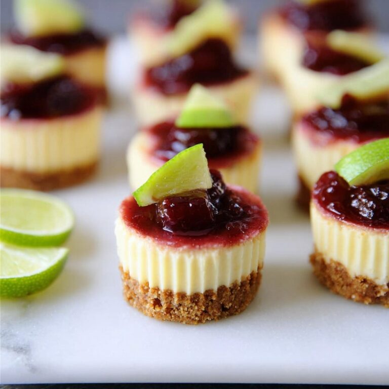 Mini Lime Cheesecakes with Raspberry Sauce Recipe