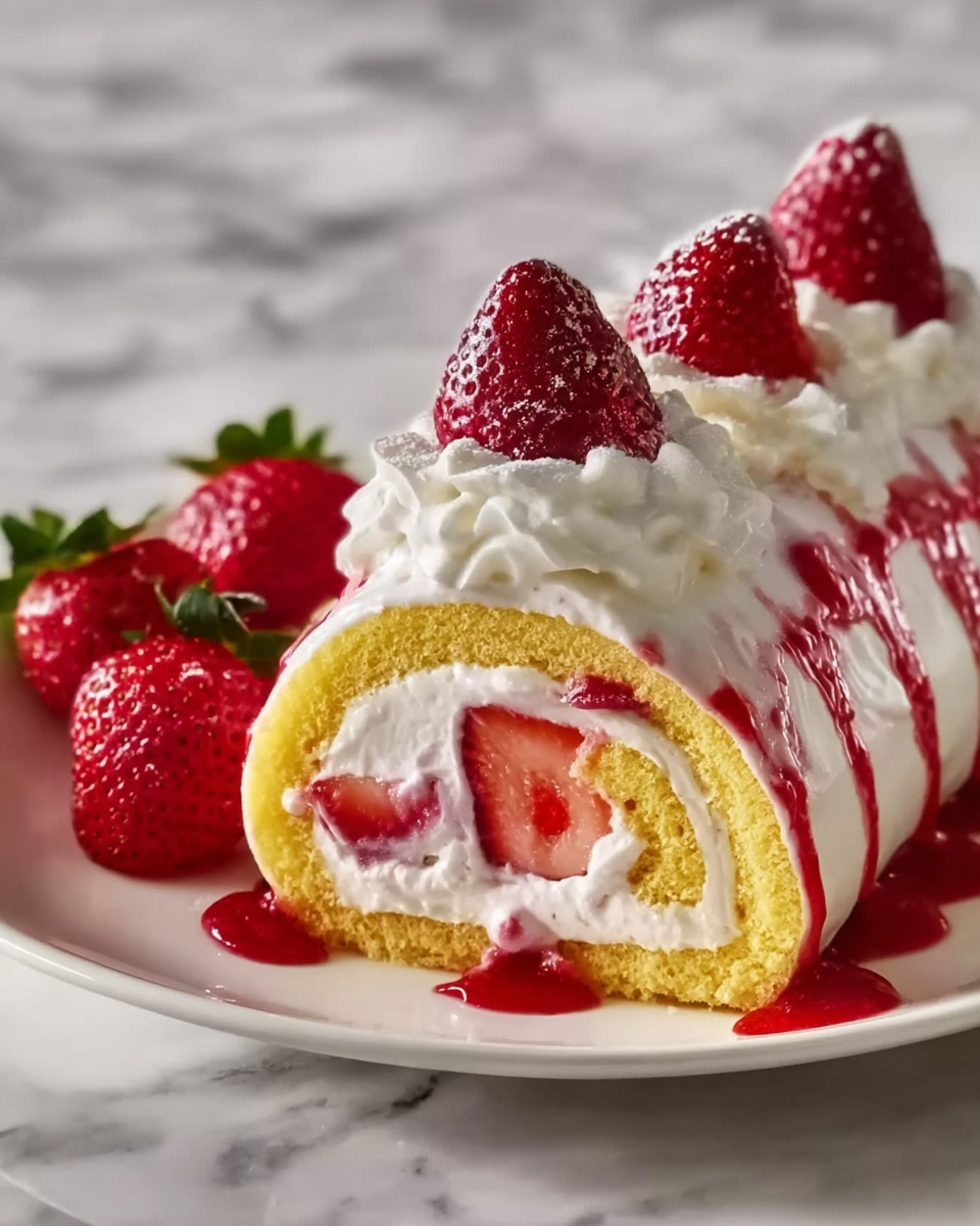 Easy Strawberry Cake Roll Recipe - Recipe Image
