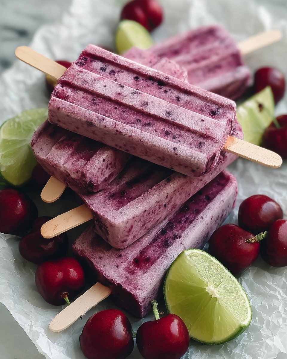Cherry Lime Ice Pops Recipe - Recipe Image