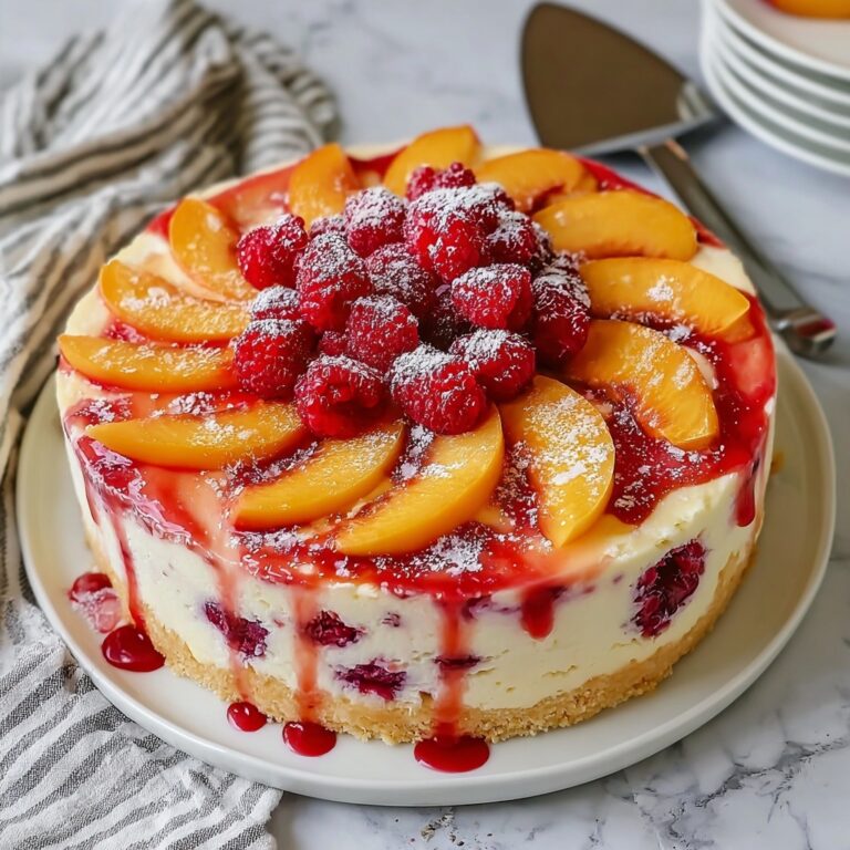 Summer Bliss Peach and Raspberry Cheesecake Delight Recipe