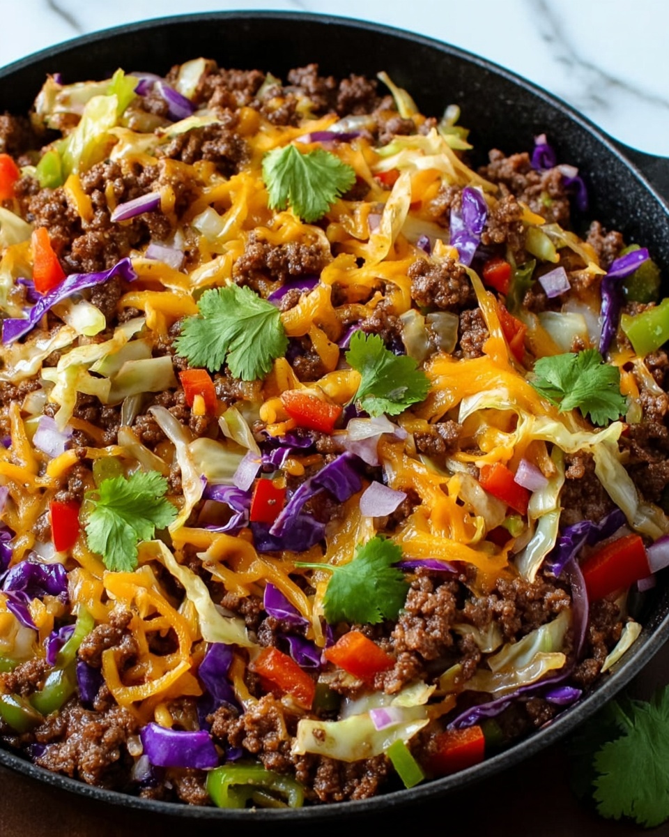 Ground Beef Taco Cabbage Skillet Recipe - Recipe Image