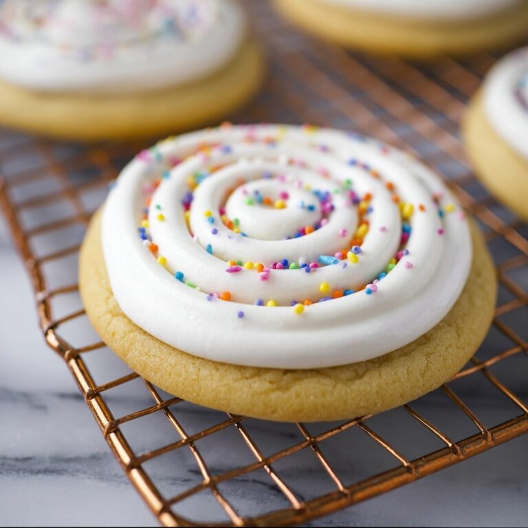 Birthday Cake Cookies with Cake Batter Frosting and Rainbow Sprinkles Recipe