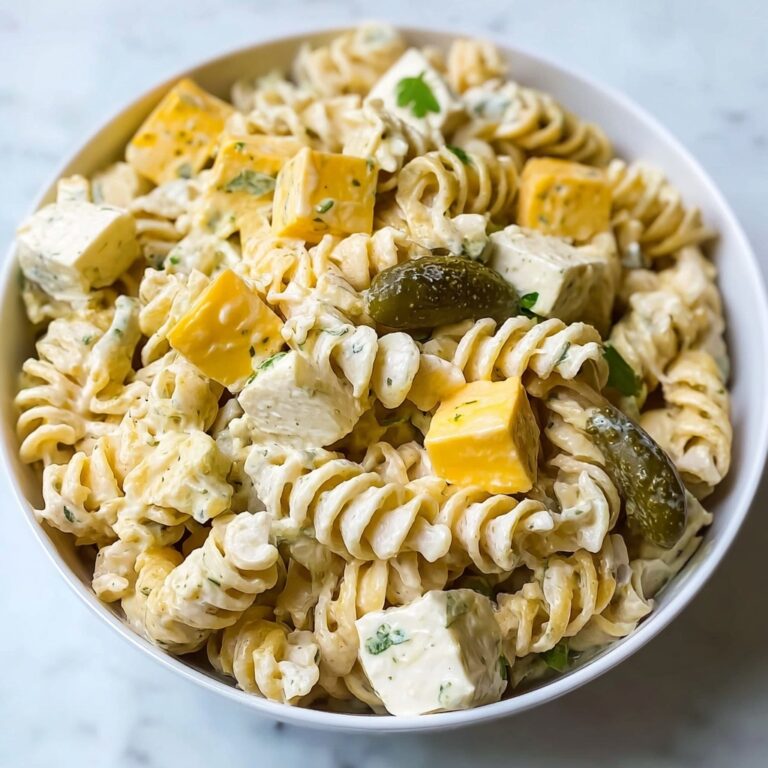 The Best Creamy Dill Pickle Pasta Salad Recipe