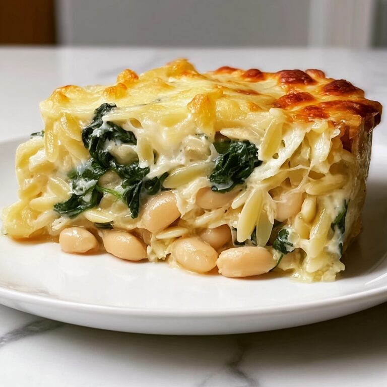 Cheesy Spinach Orzo with White Beans Recipe