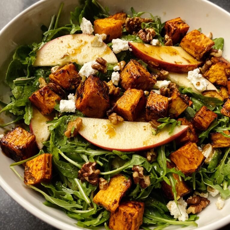 Roasted Butternut Squash and Apple Salad with Walnuts, Feta, and Honey Recipe