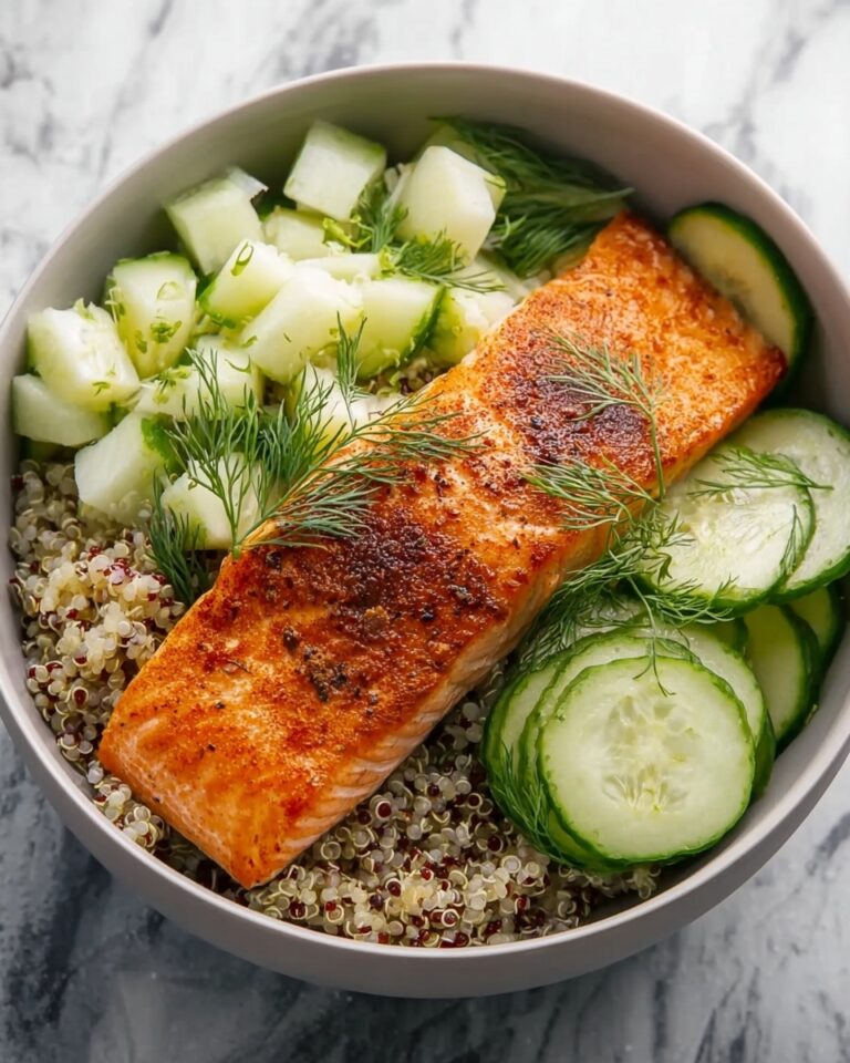 Spiced Salmon Bowl with Quinoa and Cucumber-Dill Salad Recipe