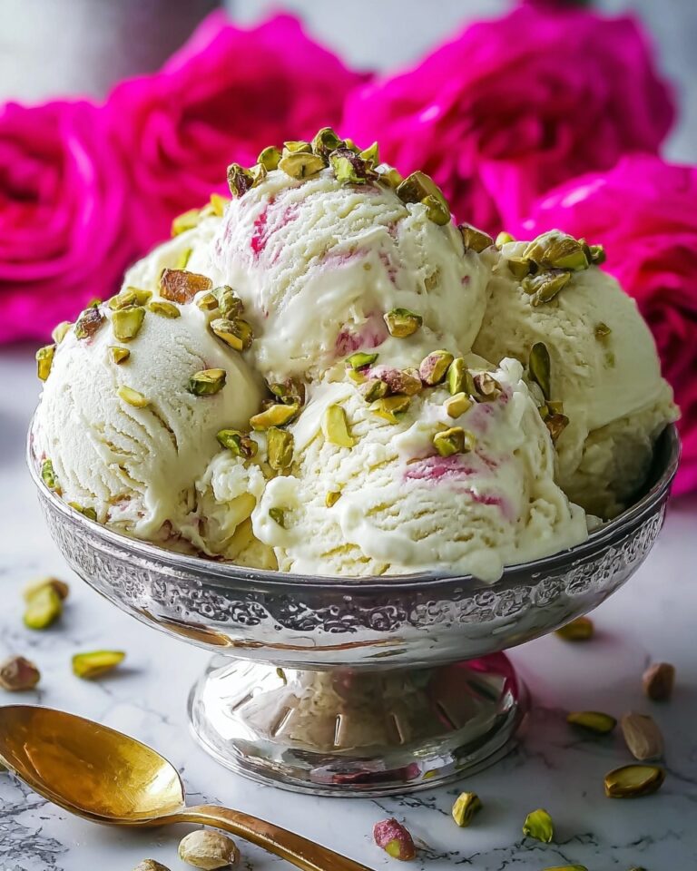 Rose Pistachio Cheesecake Ice Cream Recipe