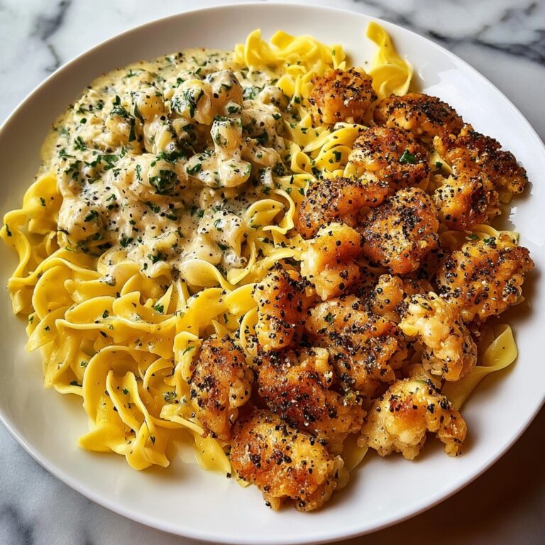 Cajun Chicken Bites with Cheesy Alfredo Linguine Recipe